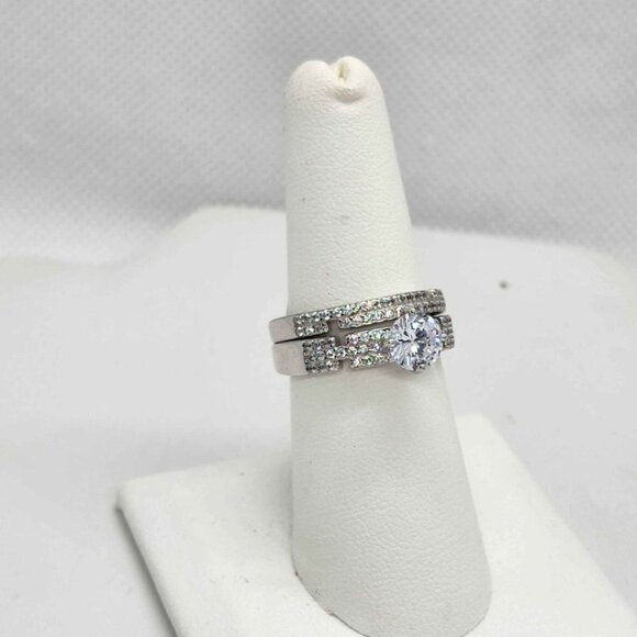 BRAND NEW  Sterling Silver 925 Gemstone 2 Pcs Ring - Picture 4 of 4